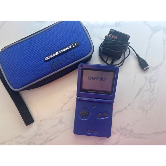 Nintendo Game Boy Advance SP Bundle With Charger & Carrying Case - Blue